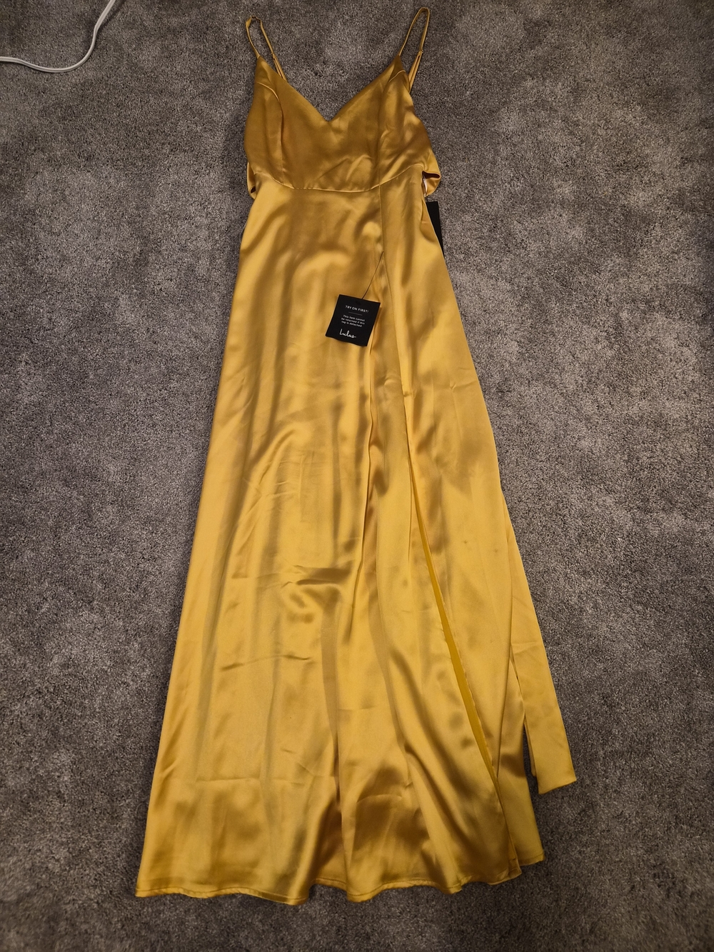 Lulus Satin Slip Maxi Dress - Marigold Yellow